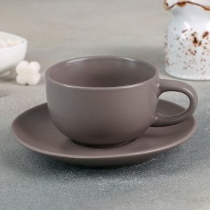 Чайная пара «Английский завтрак», чашка 220 мл, блюдце 15,5 см, цвет серый
