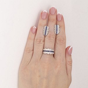 Серебряное кольцо с фианитами синего цвета - 1257