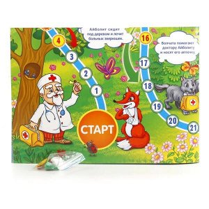 4690590091043 Настольная игра-ходилка Доктор Айболит в кор. Умные игры в кор.20шт