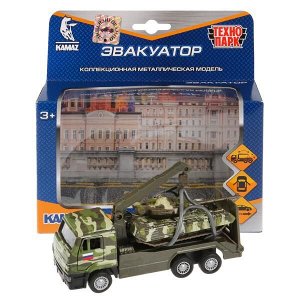 SB-17-24-D-WB Машина металл KAMAZ ЭВАКУАТОР, 12 см, дв., инер.+танк т-90 7,5 см, кор. Технопарк в кор.2*24шт