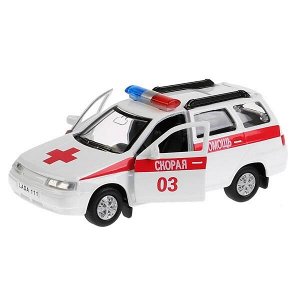 SB-16-67-A-WB Машина металл LADA 111 скорая 12см, открыв. двери и багажник, инерц в кор. ТМ Технопарк в кор.2*24шт