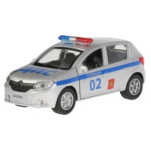 SB-17-61-RS(P)-WB ТМ ТЕХНОПАРК. МЕТАЛЛ RENAULT SANDERO ПОЛИЦИЯ 12 СМ, ОТКРЫВ. ДВЕРИ, ИНЕРЦ. В КОР. в кор.2*24шт