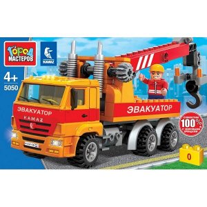 5050-KK Конструктор "Город мастеров" камаз: эвакуатор, 111дет. в русс. кор. в кор.2*18шт