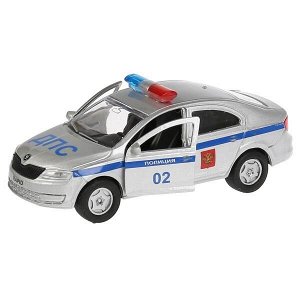 SB-18-22-SR-P-WB Машина металл SKODA Rapid полиция 12см, открыв двери и багажник, инерц. в кор Технопарк в кор.2*24шт