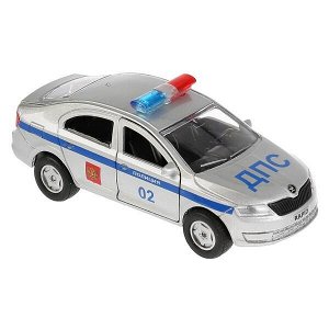 SB-18-22-SR-P-WB Машина металл SKODA Rapid полиция 12см, открыв двери и багажник, инерц. в кор Технопарк в кор.2*24шт