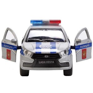 SB-16-40-P Машина металл LADA vesta ПОЛИЦИЯ, 12 см., двери, багаж., инерц., кор. Технопарк в кор.2*24шт