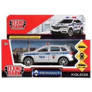 KOLEOS-P Машина металл RENAULT KOLEOS ПОЛИЦИЯ,длина 12см, открыв. двери, инерц. в кор. Технопарк в кор.2*36шт