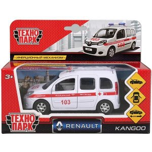 KANGOO-AMB Машина металл RENAULT KANGOO СКОРАЯ, длина 12см, открыв. двери, инерц. в кор. Технопарк в кор.2*36шт