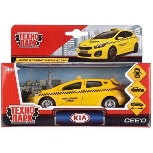 CEED-TAXI МАШИНА "ТЕХНОПАРК" МЕТАЛЛ. ИНЕРЦ. KIA CEED ТАКСИ 12СМ, ОТКРЫВ. ДВЕРИ И БАГАЖНИК В КОР. в кор.2*36шт