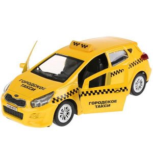 CEED-TAXI МАШИНА "ТЕХНОПАРК" МЕТАЛЛ. ИНЕРЦ. KIA CEED ТАКСИ 12СМ, ОТКРЫВ. ДВЕРИ И БАГАЖНИК В КОР. в кор.2*36шт