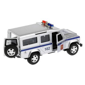 DEFENDER-P-SL Машина металл свет-звук LAND ROVER DEFENDER ПОЛИЦИЯ 12см, инерц. в кор. Технопарк в кор.2*36шт