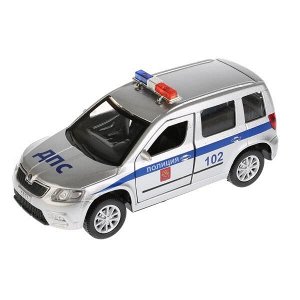 YETI-P-SL ТМ Технопарк. Машина металл "SKODA YETI ПОЛИЦИЯ" 12см, свет+звук, инерц. в кор. в кор.2*36шт