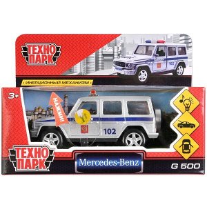 G-СLASS-P-SL Машина металл свет-звук MERCEDES-BENZ G-CLASS ПОЛИЦИЯ 12 см, двер, баг, кор. Технопарк в кор.2*36шт