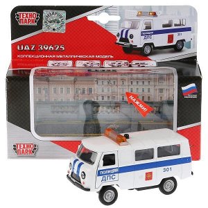 CT-1232WB-H Машина металл свет-звук UAZ 39625 ДПС, 11 см, двери, багаж., инер., кор. Технопарк в кор.2*24шт