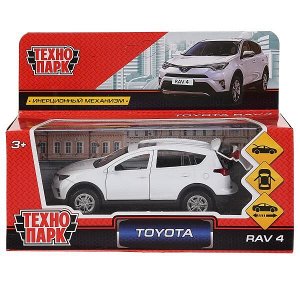 RAV4-WH Машина металл TOYOTA RAV4 длина 12 см, двери, багаж, инерц, белый, кор. Технопарк в кор.2*36шт