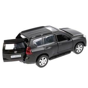 PRADO-BE Машина металл TOYOTA PRADO матовая 12 см, двери, багаж, инерц, черный, кор. Технопарк в кор.2*36шт