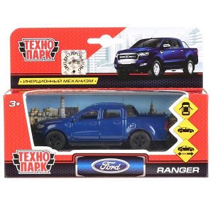 SB-18-09-FR-N(BU) Машина металл FORD ranger ПИКАП, 12 см, .дв., багаж., инерц., синий, кор. Технопарк в кор.2*24шт