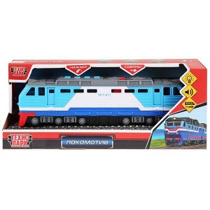 LOCO-30PL-BU Машина свет+звук локомотив, 30см, пластик, 4 кнопки, инерц., синий в кор. Технопарк в кор.24шт