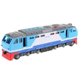 LOCO-30PL-BU Машина свет+звук локомотив, 30см, пластик, 4 кнопки, инерц., синий в кор. Технопарк в кор.24шт