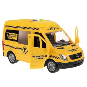 SPRINTER-22PL-TAX Машина на бат свет+звук "MERCEDES-BENZ SPRINTER ТАКСИ" 22см, пласт, инерц. "Технопарк" в кор.36шт