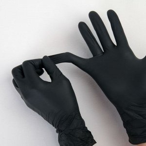 Перчатки A.D.M. нитриловые, размер M, 8 гр, 100 шт/уп, цвет чёрный