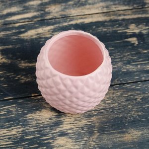 Кашпо керамическое "Корзина розовая" круглое 8*8*7 см