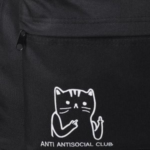 Рюкзак молодёжный Anti antisocial club, отдел на молнии, наружный карман, цвет чёрный