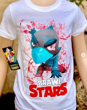 Светящаяся футболка «Brawl stars» Ворон белая