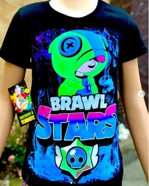 Светящаяся футболка «Brawl stars» Лион черная