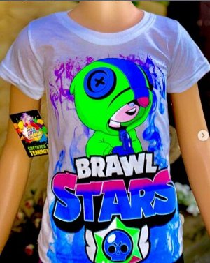 Светящаяся футболка «Brawl stars» Лион белая