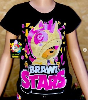 Светящаяся футболка «Brawl stars»  черная