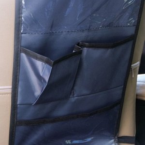 Органайзер под планшет на спинку сиденья автомобиля, оксфорд, 55х29 см., цвет серый