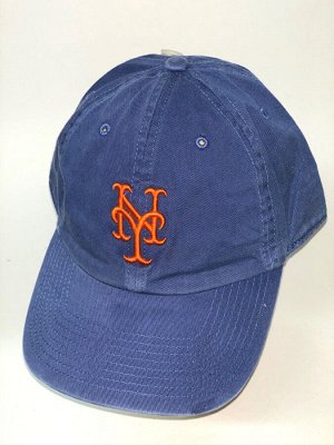 Бейсболка Синяя джинсовая бейсболка с оранжевой вышивкой на тулье  №9474