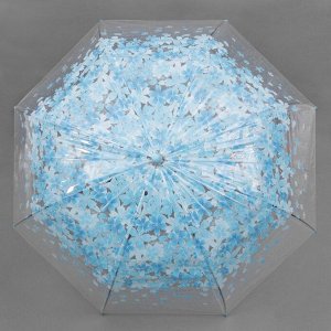 Зонт - трость полуавтоматический «Цветы», 8 спиц, R = 40 см, цвет голубой