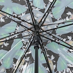 Зонт - трость полуавтоматический «Бабочки», 8 спиц, R = 43 см