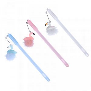 LADECOR Ручка гелевая с подвеской "Фламинго", пластик, 3 цвета, с подвесом