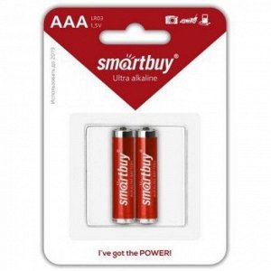 Батарейка алкалиновая SmartBuy LR3, тип ААА (блистер, 2 шт)(12/120)