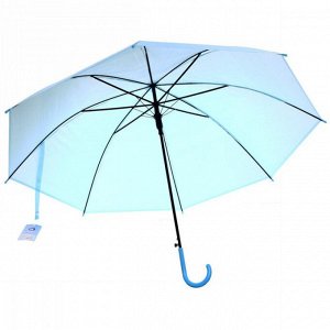 Зонт-трость женский "Классический" цвет голубой, 8 спиц, d-92см, длина в слож. виде 71см