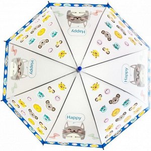 Зонт детский полуавтомат "Happy", 8 спиц, d-100см, длина в слож. виде 65см