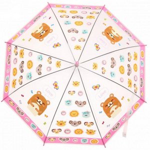 Зонт детский полуавтомат "Happy", 8 спиц, d-100см, длина в слож. виде 65см