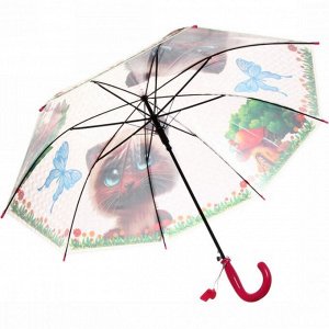 Зонт детский полуавтомат "Озорные зверята", 8 спиц, d-100см, длина в слож. виде 65см