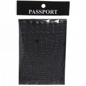 Обложка на паспорт "Классика" под крокодила, цвет черный