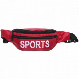 Сумка на пояс "Sports Style", цвет красный, 3 кармана, 36*10*8