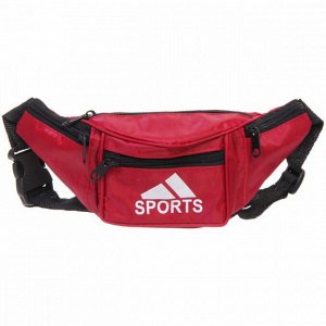 Сумка на пояс "Sports Style", цвет красный, 4 кармана, 29*13*7