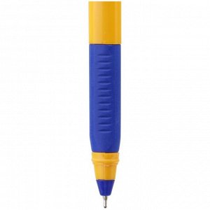 Ручка шариковая Cello Tri-Grip yellow barrel, узел 0.7 мм, резиновый упор, чернила синие, корпус жёлтый