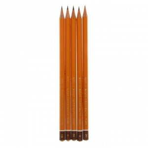 Набор карандашей чернографитных разной твердости 5 штук Koh-i-Noor 1500/5, НВ, B, H, 2H, 2B