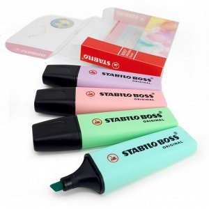 Набор маркеров-текстовыделителей 4 цвета, 2-5 мм, Stabilo Boss Original, пастельные цвета