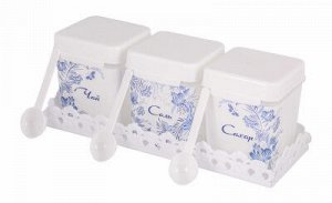 Набор банок для сыпучих продуктов 3пр 1,2л на подставке [ШАЛЕ]