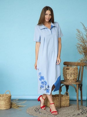 Платье 364/1, голубой/ночная синь