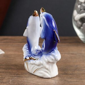 Сувенир керамика "Дельфинчики" синие с золотом 9.5х3.8х8.5 см